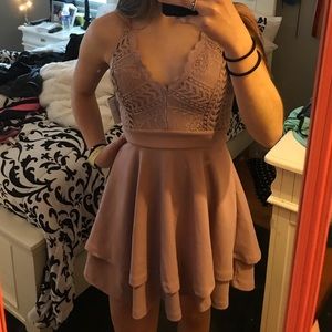 Windsor mauve lace skater dress